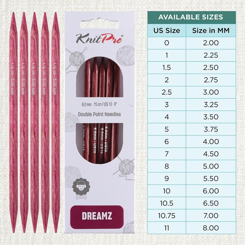 Knit Pro Dreamz Double Pointed Needles 6" (15cm) | US Size 10 (6mm) - Image 3